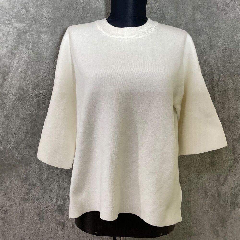 all:row Knit pull over Sweater women’s size S white Minimalist Contemporary